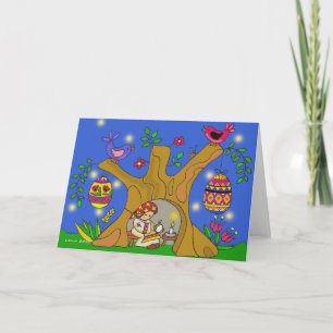 Baba and the Pysanky Tree Ukrainian Folk Art Holiday Card