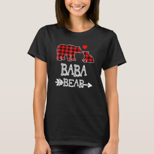 Baba Bear Christmas Pajama Red Plaid Buffalo Famil T-Shirt