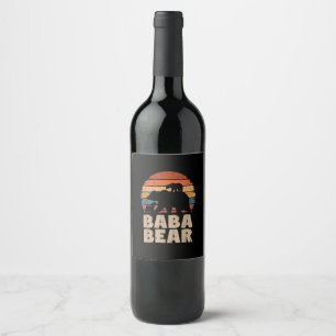 Baba Bear Vintage Retro Funny Father's Day 2 Cubs Wine Label