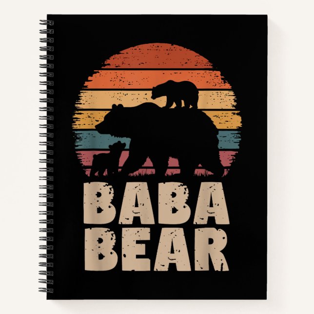 Baba Bear Vintage Retro Funny Father's Day Notebook (Front)