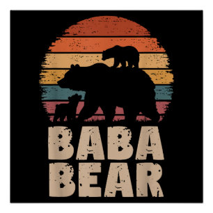 Baba Bear Vintage Retro Funny Father's Day Poster