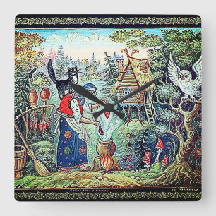 BABA JAGA RUSSIAN FOLKLORE  SQUARE WALL CLOCK