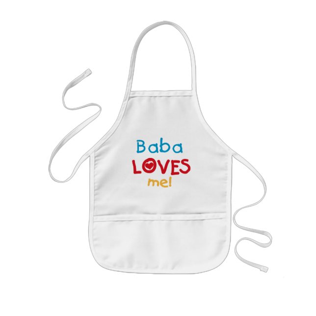 Baba Loves Me T-shirts and Gifts Kids Apron (Front)