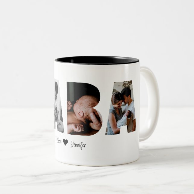 Baba Photo Collage Gift Father's day or Grandpa Two-Tone Coffee Mug (Front Right)