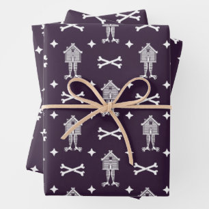 Baba Yaga's Hut Folk Horror Wrapping Paper Sheets