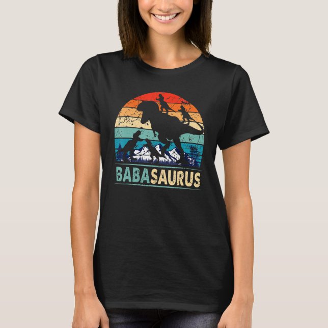Babasaurus T Rex Baba Dinosaur 4 Kids  Father's Da T-Shirt (Front)