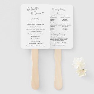 Babbette Minimalist Modern Wedding Program Hand Fan