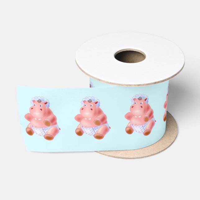 Babby Hippo Satin Ribbon Cartoon (Spool)