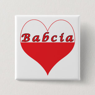 Babcia Polish Heart 15 Cm Square Badge
