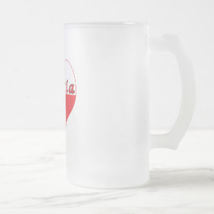 Babcia Polish Heart Frosted Glass Beer Mug