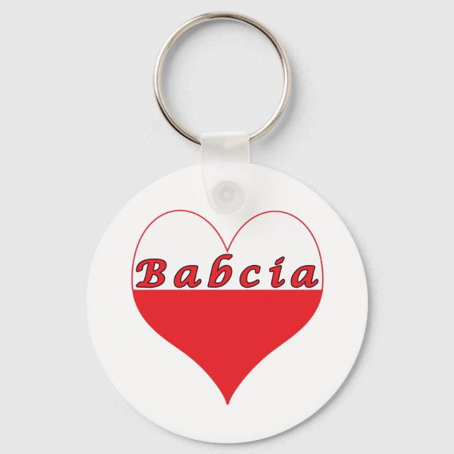 Babcia Polish Heart Key Ring (Front)