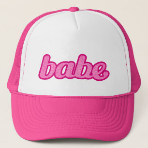 "babe" denim hot pink and white hat