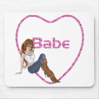 Babe Glitter Heart Candy Redhead Girl Design Mouse Mat