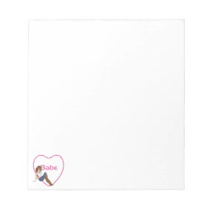 Babe Glitter Heart Candy Redhead Girl Design Notepad