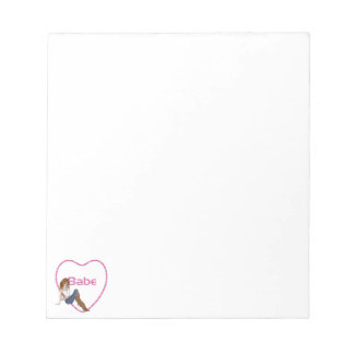 Babe Glitter Heart Candy Redhead Girl Design Notepad