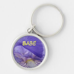 BABE keychains Purple Iris Flowers key chain