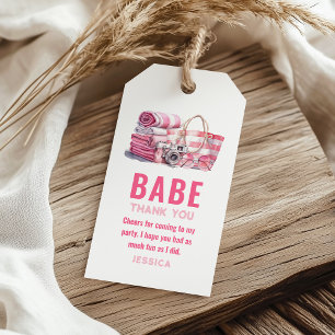 BABE.. Pink Pool Girl Birthday Thank You Favour Gift Tags
