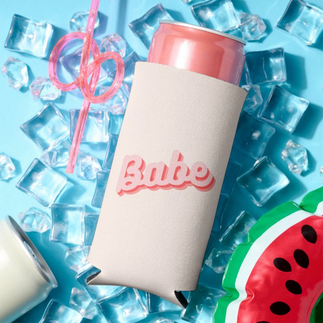 Babe Retro Pink Bachelorette Party Can Cooler (In Situ Summer)