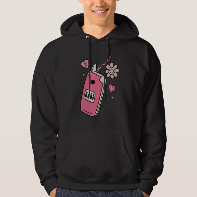 Babe Smart Phone Groovy Retro Happy Valentine's Da Hoodie (Front)