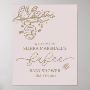 Babee, Bee Invitation, Bee theme Baby Shower, Baby Poster