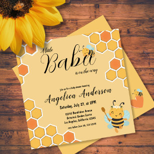 "Babee on the way" orange honeycomb Baby Shower  Invitation