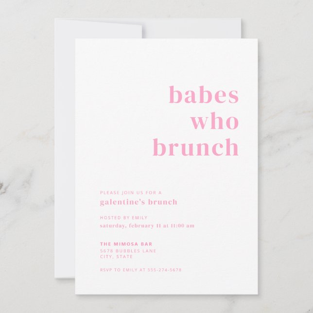 Babes Who Brunch Galentines Invitation (Front)