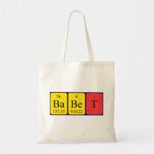 Babet periodic table name tote bag