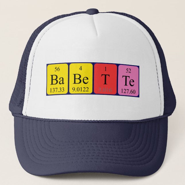 Babette periodic table name hat (Front)