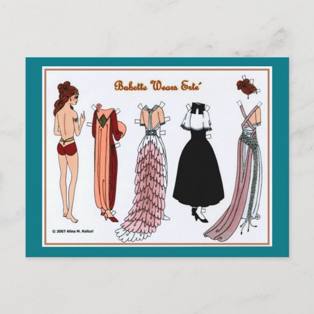 Babette Wears Paper Doll Postcard (Front)