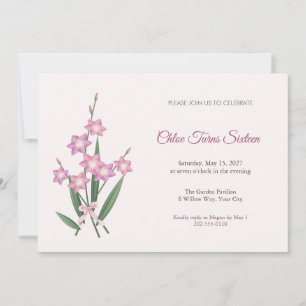 Babiana Pink Bouquet Sweet Sixteen Invitation
