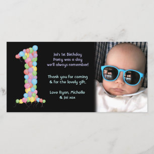 Babies 1st Birthday Party Thank You Photo Card