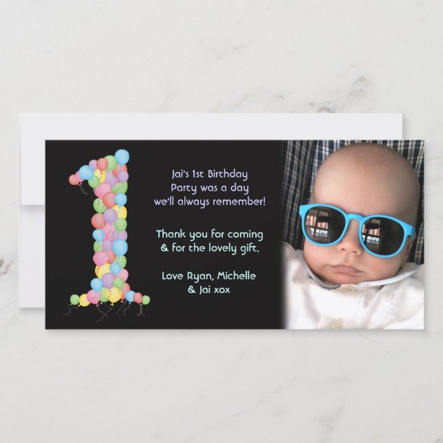 Babies 1st Birthday Party Thank You Photo Card (Front)