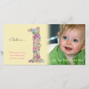 Babies 1st Birthday Thank You Photo Card