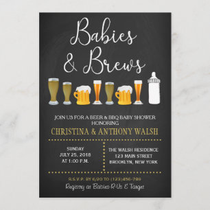 Babies and Brews Baby Shower Chalk BBQ Invitation