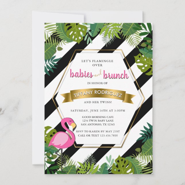 Babies and Brunch Baby Brunch Flamingo Baby Shower Invitation (Front)