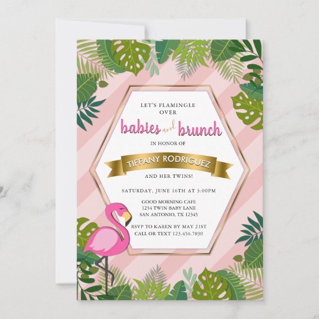 Babies and Brunch Baby Brunch Flamingo Baby Shower Invitation (Front)
