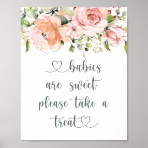 Babies are Sweet Baby Shower Floral Greenery Poster