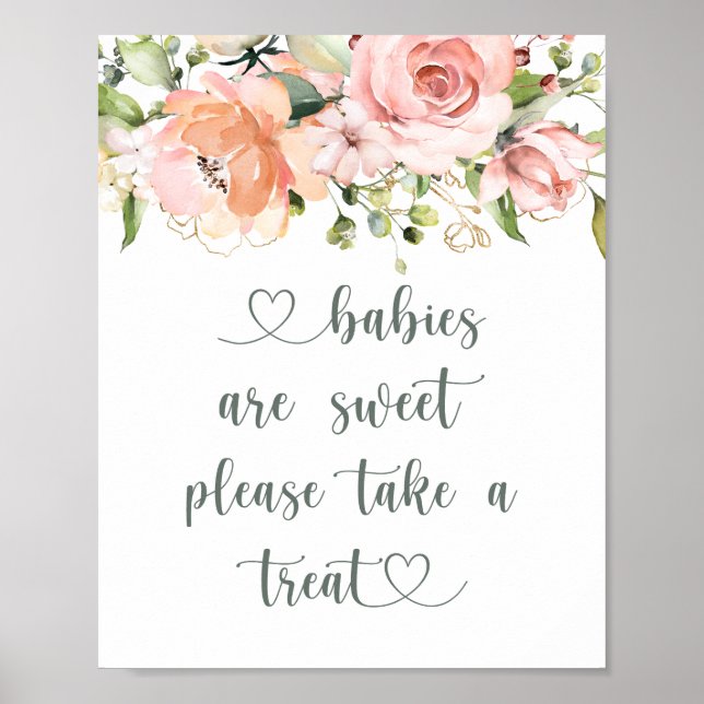 Babies are Sweet Baby Shower Floral Greenery Poster (Front)