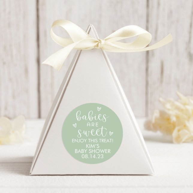 Babies Are Sweet Baby Shower Minimalist Sage   Classic Round Sticker (Creator Uploaded)