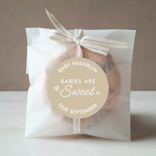Babies are sweet Baby shower Party favour Classic Round Sticker (Creator Uploaded)