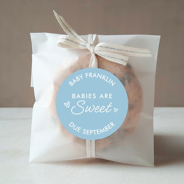 Babies are sweet Baby shower Party favour Classic Round Sticker (Creator Uploaded)