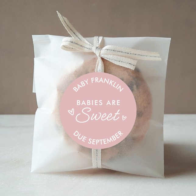 Babies are sweet Baby shower Party favour Classic Round Sticker (Creator Uploaded)