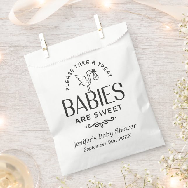 Babies Are Sweet Baby Shower Stork Boy Or Girl Favour Bags (Clipped)