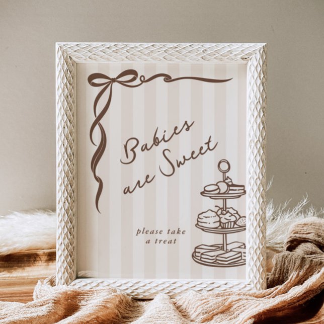 Babies are sweet Bebe Cafe Brown Bow Handdrawn Poster (Creator Uploaded)