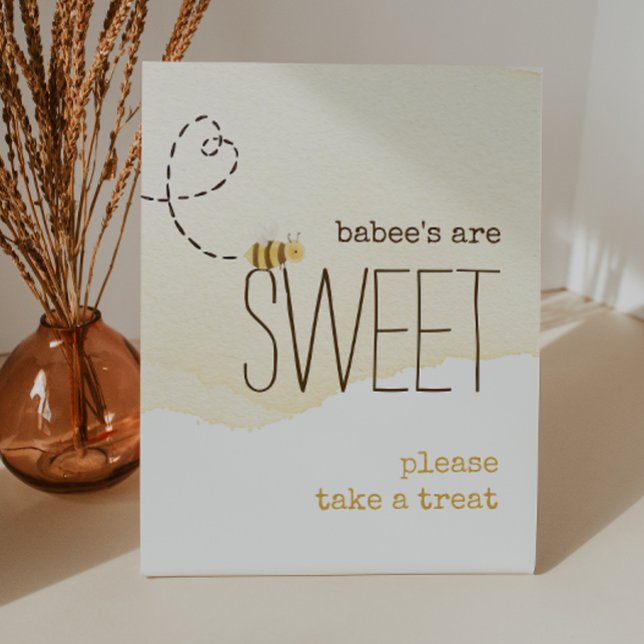 "Babies Are Sweet" Bumble Bee Baby Shower Favours Pedestal Sign (Creator Uploaded)