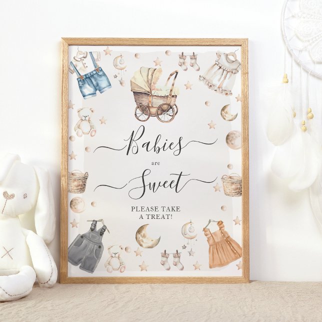 Babies Are Sweet Clothes Boho Gender Reveal Poster (Creator Uploaded)