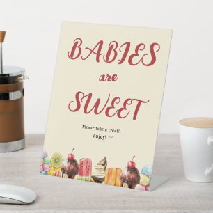 Babies Are Sweet Colourful Ice Cream Baby Shower Pedestal Sign