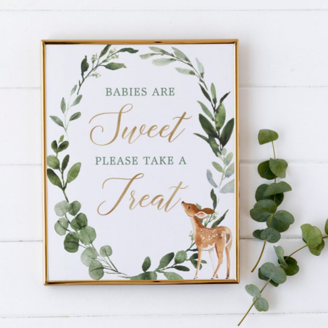 Babies are sweet Deer greenery gold baby shower Poster (Creator Uploaded)