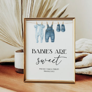 Babies Are Sweet Denim Blue Jean Baby Shower Poster