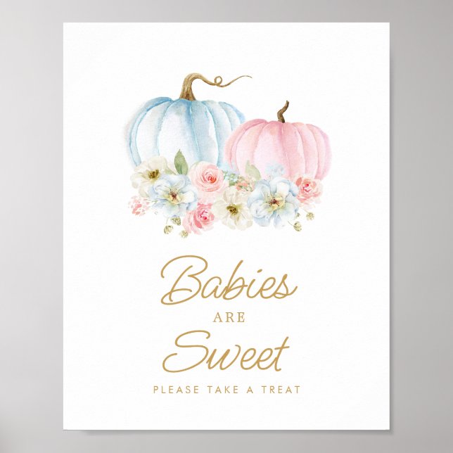 Babies are Sweet Fall Gender Reveal Baby Shower Po Poster (Front)